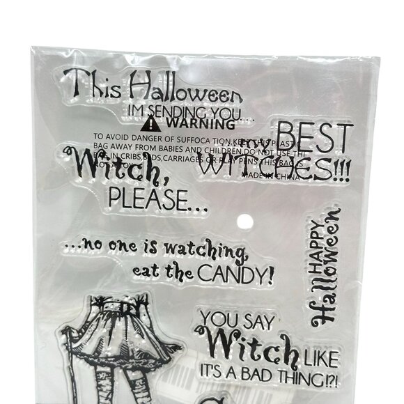 Halloween Clear Stamps Set Witch Quotes Something Wicked Happy Halloween Craft - Picture 3 of 5